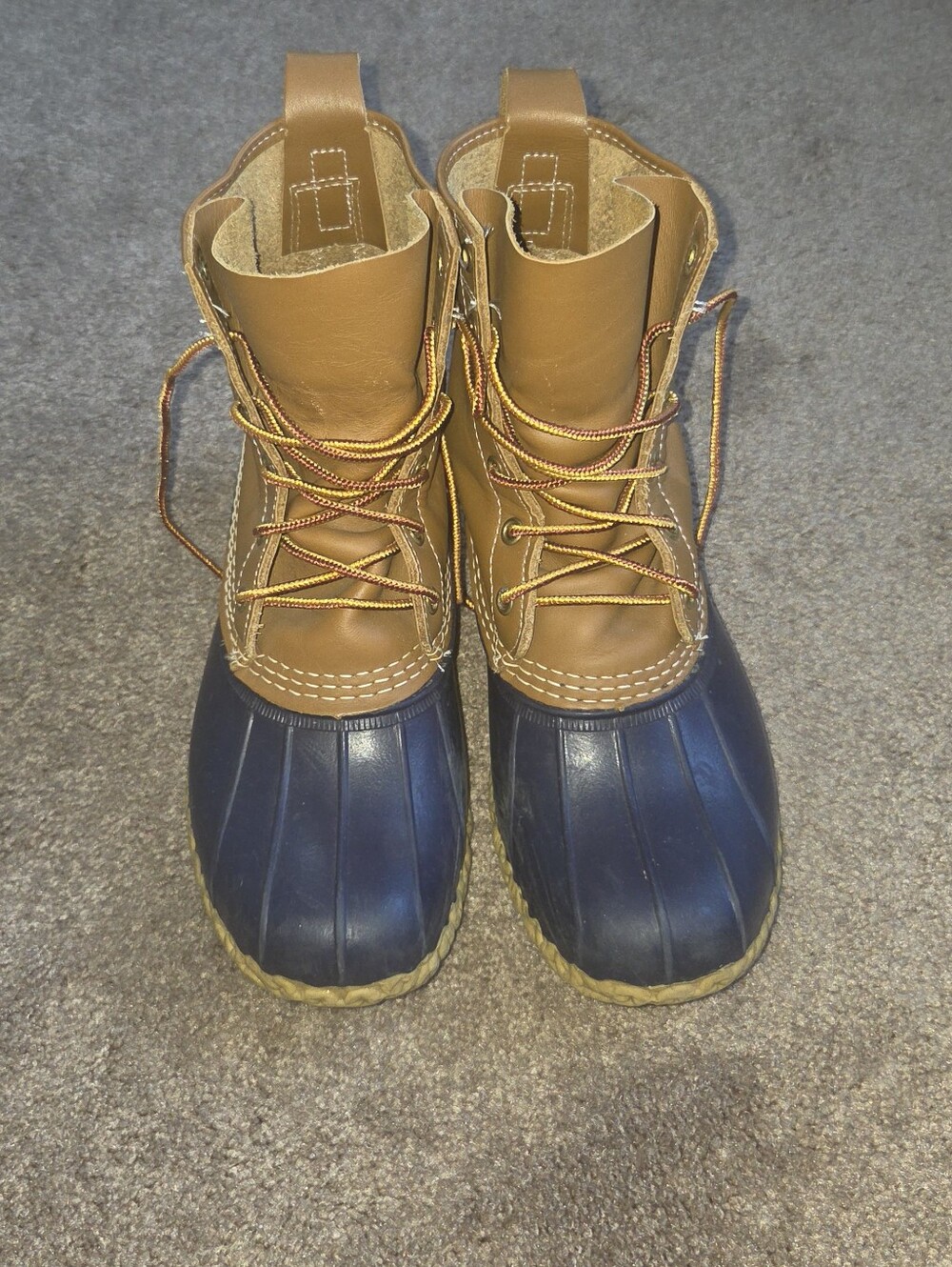 L.L. Bean Duck Boots in Brown and Navy, Two-Tone, Waterproof